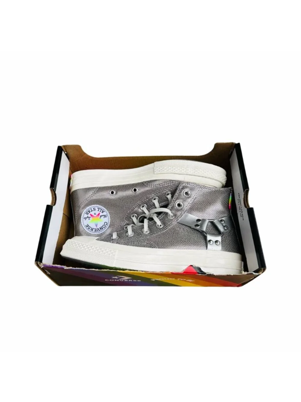 ❤️Converse Chuck 70 Pride Hi Silver Sz 9.5 Womens Shoes Metallic Sneaker A10214C